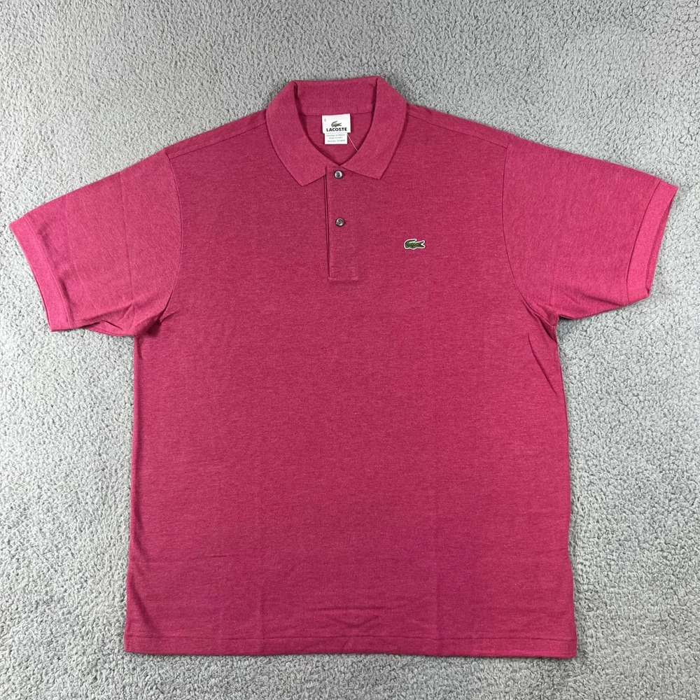 Lacoste Polo‎ Shirt Men's US XL (EU/L) Pink Heather Cotton Short Sleeve VTG NWT